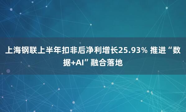 上海钢联上半年扣非后净利增长25.93% 推进“数据+AI”融合落地
